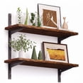 thumbnail image 1 of Mifurn 2-Tier Floating Shelves for Wall, 23.6" Adjustable Wall Track Wood Shelves, Rustic Brown, 1 of 9