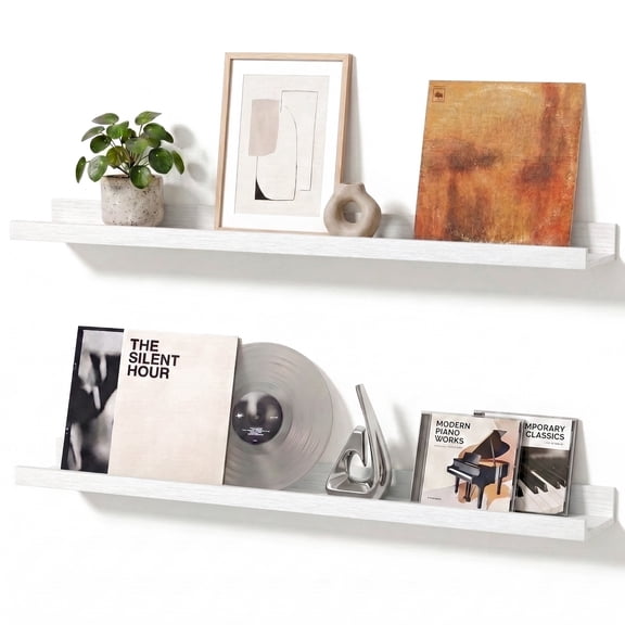 Mifurn 23.6'' Wood Floating Shelves for Wall, Picture Ledge Shelves for Bedroom, Living Room, Kitchen, Set of 2, White