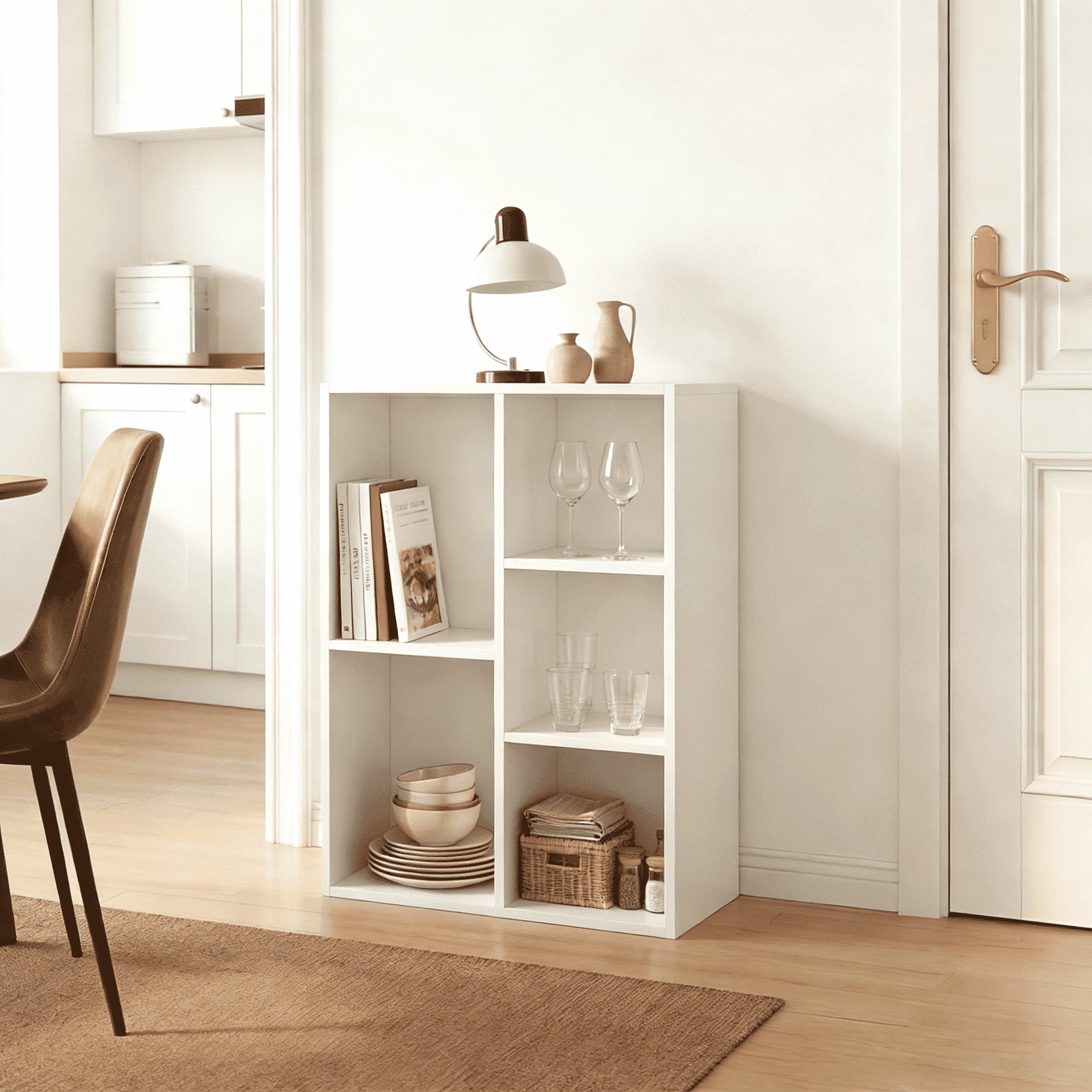 Mifurn 5-Cube Storage Organizer Bookcase, Bookshelf, White