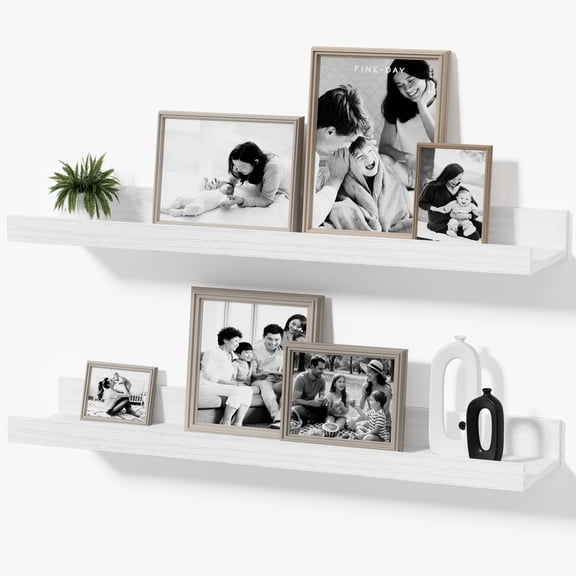 Mifurn 23.6'' Wood Floating Shelves for Wall, Picture Ledge Shelves for Bedroom, Living Room, Kitchen, Set of 2, White