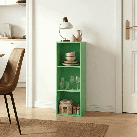 Mifurn 3-Tier Bookshelf Open Shelf Bookcase, Light Green