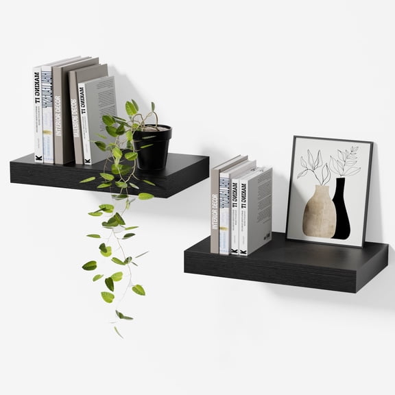 Mifurn 11.8'' Small Floating Shelves for Wall, Set of 2, Black