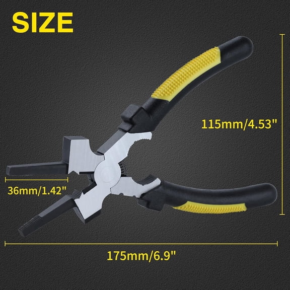 Mig Welding Pliers With Measurement Holes 7-in-1 Multi-Function Welding Pliers 7" Welding Hand Tool Mig Nozzle Cleaner Slag Hammer for Scraping Spatter, Wire Drawing and Cutting