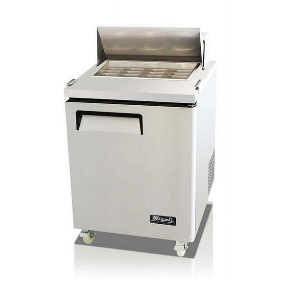 Migali 27.5 in. Competitor Series Refrigerated Counter & Big Top Sandwich Preparation Table, Stainless Steel & Galvanized Steel