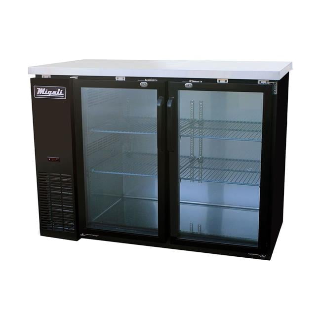 Migali C-BB48G-HC 48.75 in. 11.8 cu. ft. Competitor Series Refrigerated Back Bar Cabinet 2 Glass Doors, Black & Stainless Steel