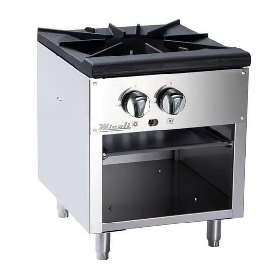 Migali C-SPS-1-18 18 in. 40000 BTU Competitor Series 1 Burner Stock Pot Stove, Stainless Steel