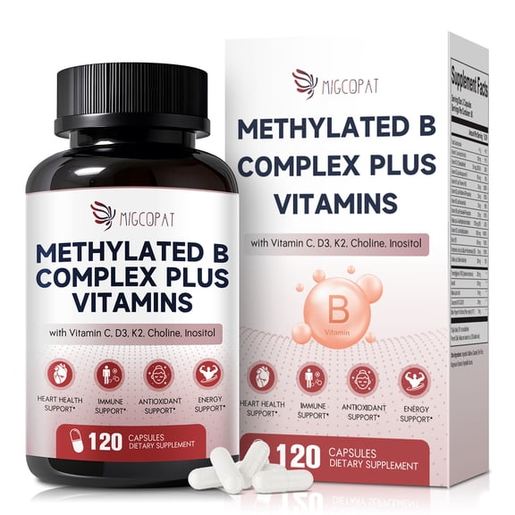 Migcopat 17-in-1 Methylated B Complex, Supports Energy, Brain & Overall Wellness, 120 Vegan Capsules