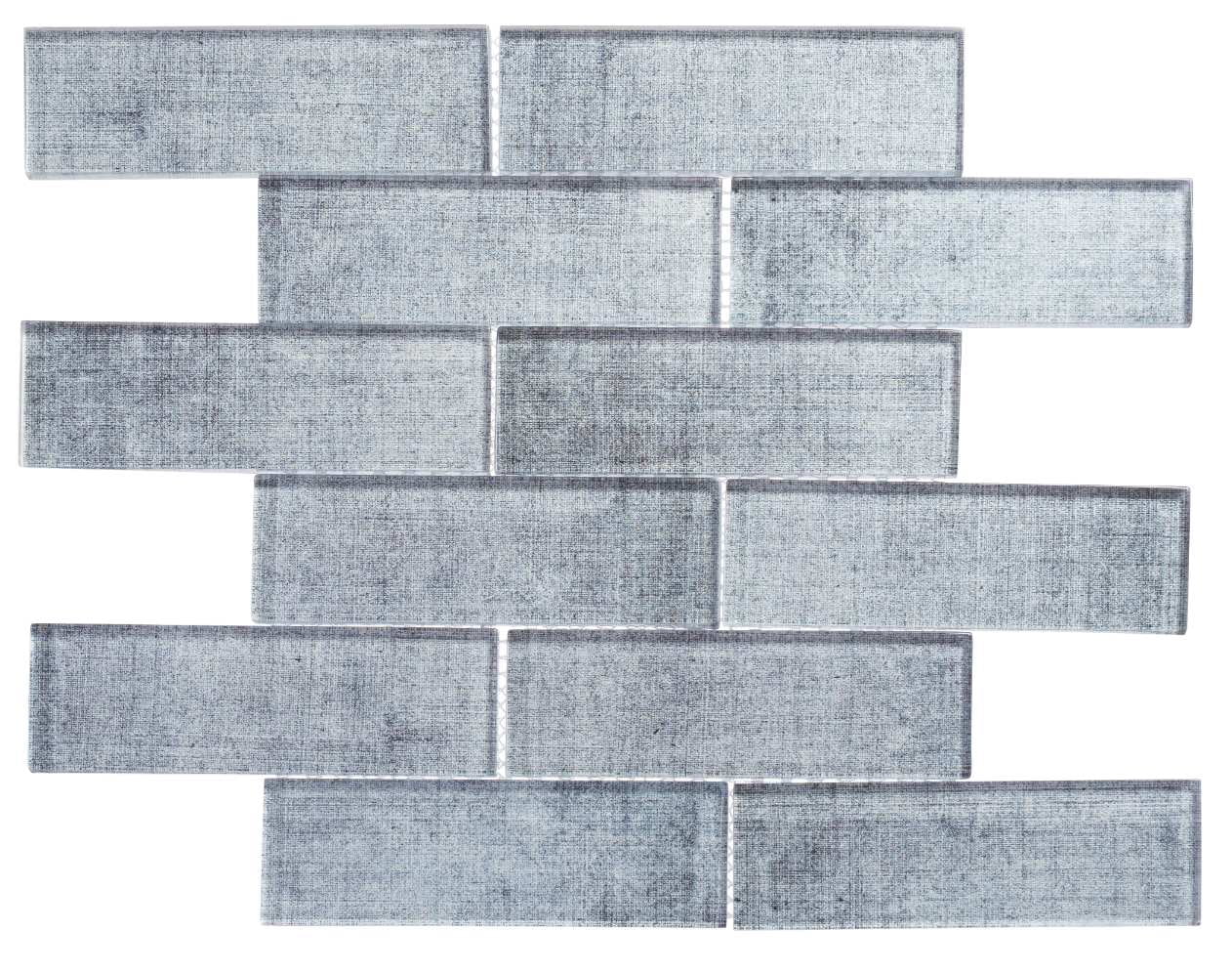 Migdal Lumin Gray 2-in. x 6-in. Brick Joint Wood Look Glossy Glass Mosaic Wall and Floor Tile