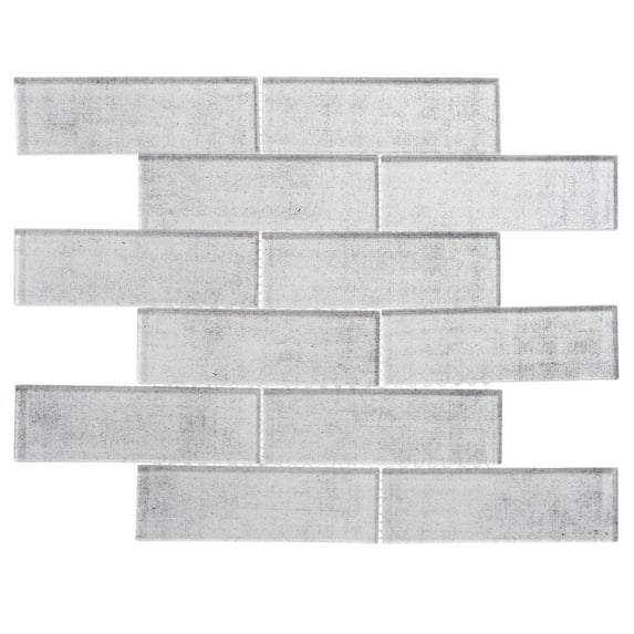 Migdal Vienna Silver 2-in. x 6-in. Brick Joint Wood Look Glossy Glass Mosaic Wall and Floor Tile