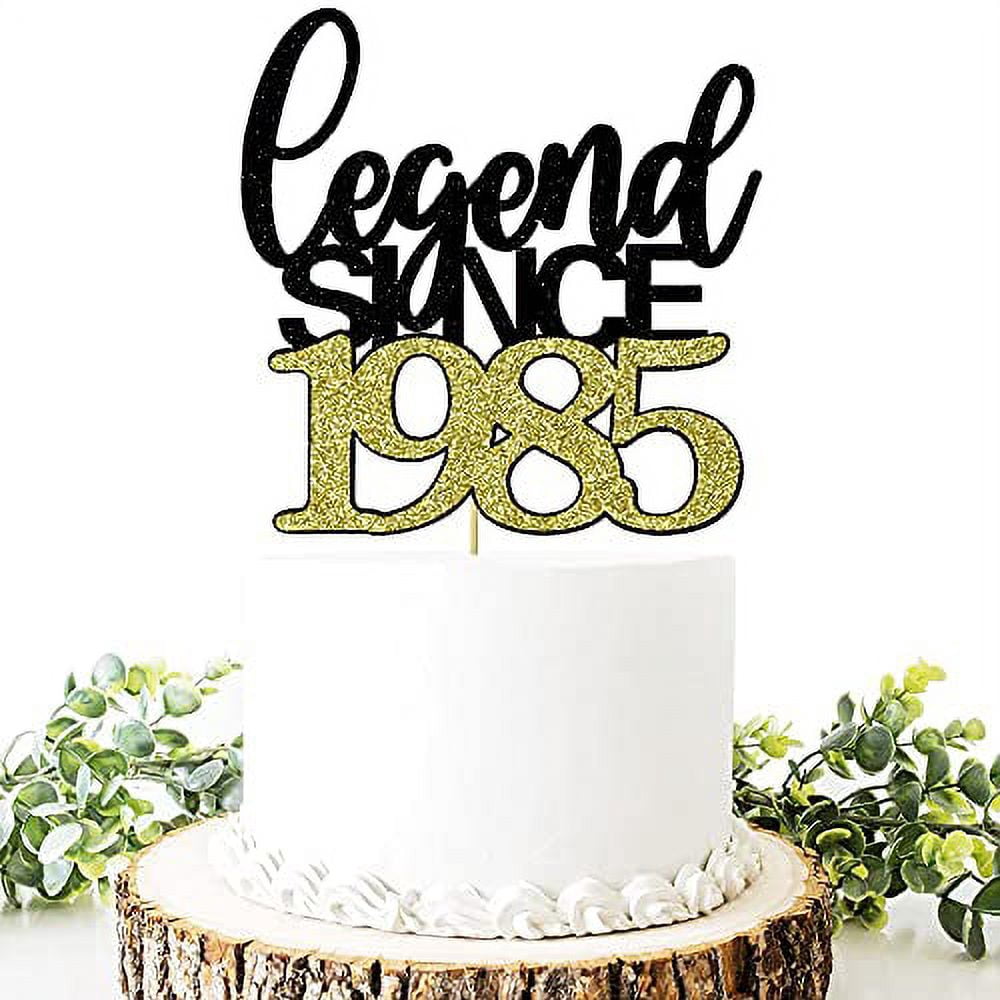 PALASASA Black Glitter 'Legend Since 1964' Cake Topper - 60th Birthday Decoration For Men & Women