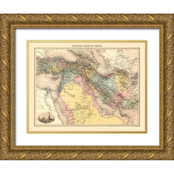 Migeon 14x12 Gold Ornate Wood Framed with Double Matting Museum Art Print Titled - Middle East Turkey in Asia Persia - Migeon 1892