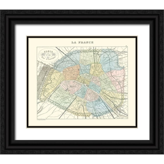 Migeon 17x15 Black Ornate Wood Framed with Double Matting Museum Art Print Titled - Paris France - Migeon 1869