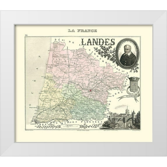 Migeon 17x15 White Modern Wood Framed Museum Art Print Titled - Landes Region France - Migeon 1869