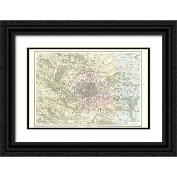 Migeon 18x13 Black Ornate Wood Framed with Double Matting Museum Art Print Titled - Paris France Region - Migeon 1869