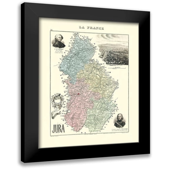 Migeon 20x23 Black Modern Framed Museum Art Print Titled - Jura Region France - Migeon 1869