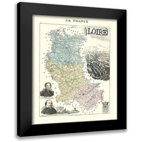 Migeon 20x23 Black Modern Framed Museum Art Print Titled - Loire Region France - Migeon 1869