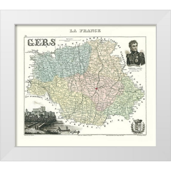 Migeon 23x20 White Modern Wood Framed Museum Art Print Titled - Gers Region France - Migeon 1869