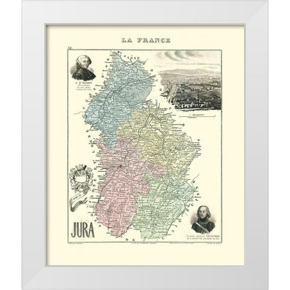 Migeon 26x31 White Modern Wood Framed Museum Art Print Titled - Jura Region France - Migeon 1869