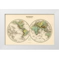 thumbnail image 1 of Migeon, J. 18x13 White Modern Wood Framed Museum Art Print Titled - Mappe Monde, Hypsometrique, 1892, 1 of 4