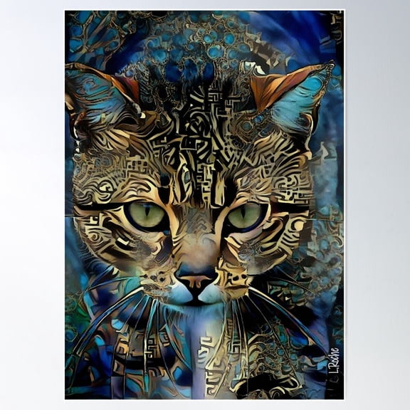 Miggo, Cat, Chat, Cat, Lea Roche Paintings Poster Wall Art, Modern Wall Decor For Living Room Bedroom, 8x12 UNFRAMED