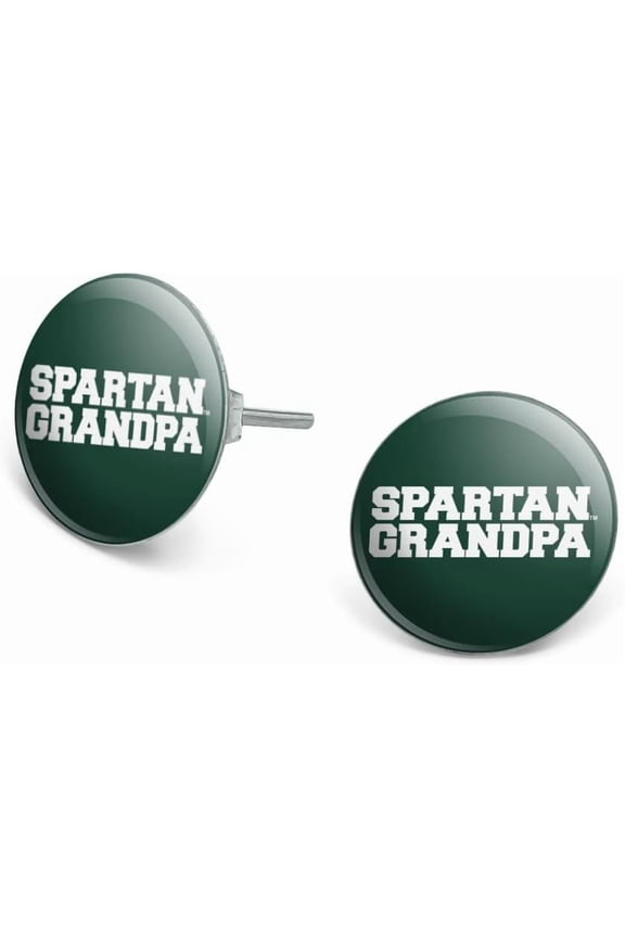 Mighigan State Spartan Grandpa Novelty Silver Plated Stud Earrings[g644]