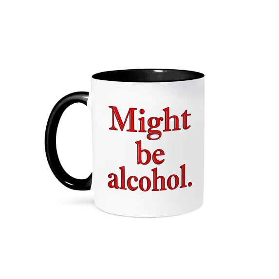 3dRose, Might be alcohol. Red., 15oz Two-Tone Black Mug