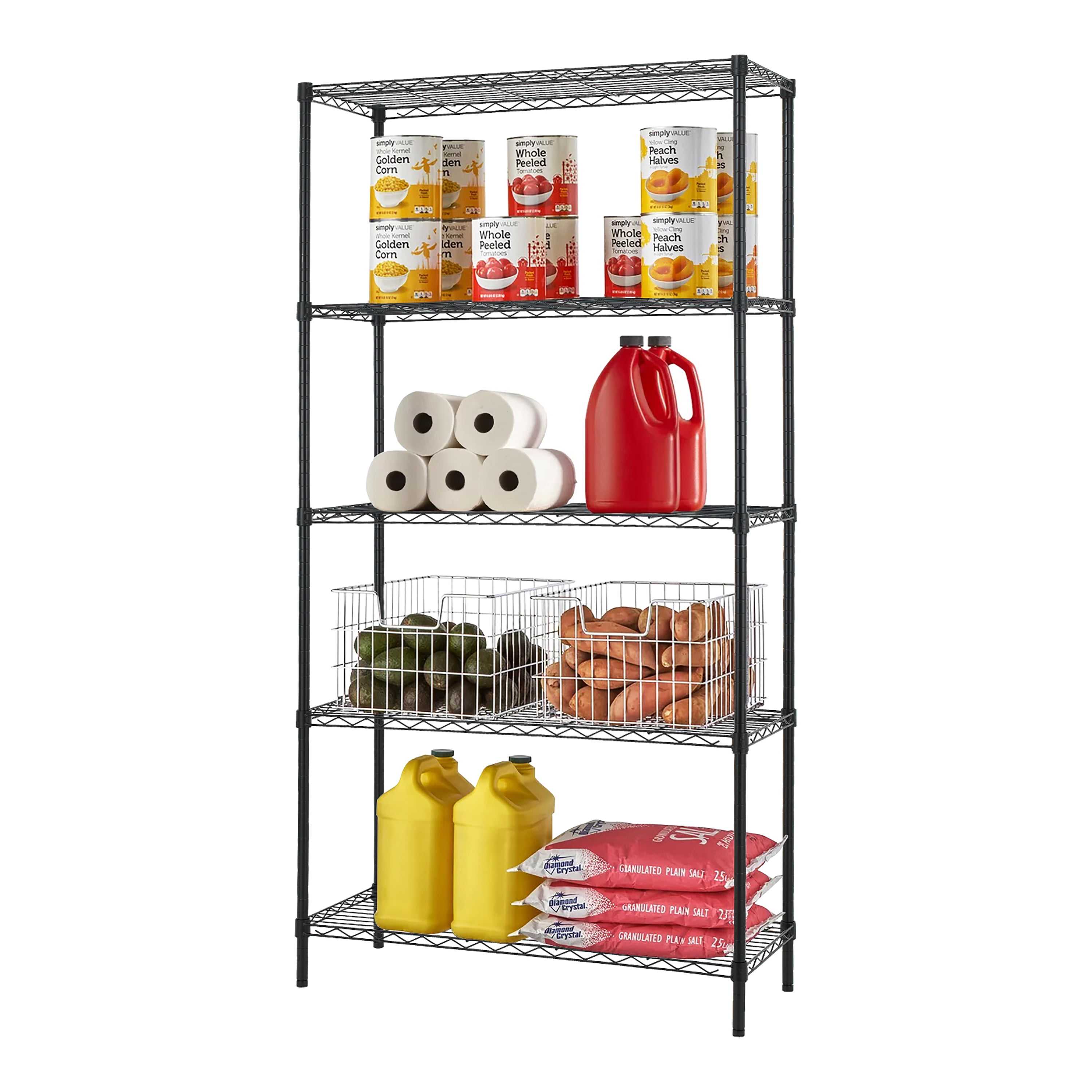 Miles Black Adjustable 5-Tier Steel Wire Shelving Unit