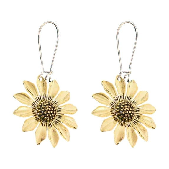 Mightlink 1 Pair Bohemia Holiday Style Drop Earrings Lightweight Retro 3D Sunflower Piercing Hook Earrings Fashion Jewelry Gift