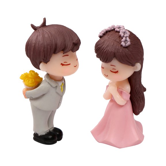 Mightlink 1 Pair Couple Figures Marry Clear Texture Cartoon Anti-crack Standing Decorate Scene Layout Proposal Wedding Couple Ornaments Home Decoration