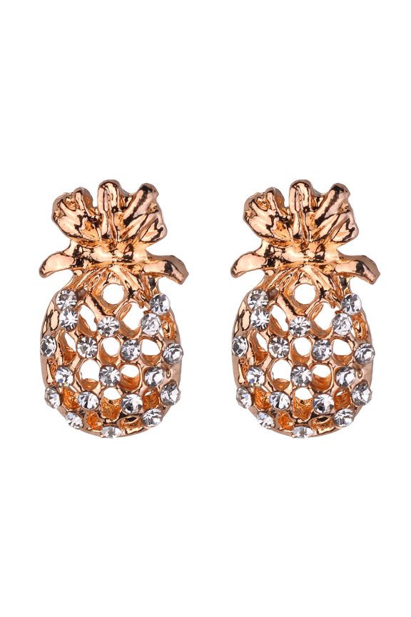 1 Pair Ear Studs Pineapple Shape Hollow Out Decor Lightweight Stainless Anti-allergy Ear Decorative Jewelry Dating Party Commute Earrings
