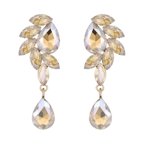 Mightlink 1 Pair Elegant Shining Faux Crystal Glass Dangle Earrings Women Exquisite Long Earrings Jewelry Gift