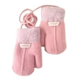 thumbnail image 1 of Mightlink 1 Pair Hanging Rope Halter Thickened Fleece Lining Winter Gloves Letter Logo Solid Color Baby Knitting Mittens, 1 of 7