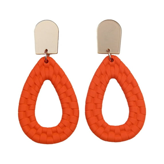 Mightlink 1 Pair Hollow Braided Waterdrop Shape Dangle Earrings Handmade Stud Drop Earrings Exaggerated Summer Beach Statement Hoop Earrings