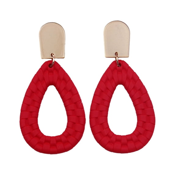 Mightlink 1 Pair Hollow Braided Waterdrop Shape Dangle Earrings Handmade Stud Drop Earrings Exaggerated Summer Beach Statement Hoop Earrings