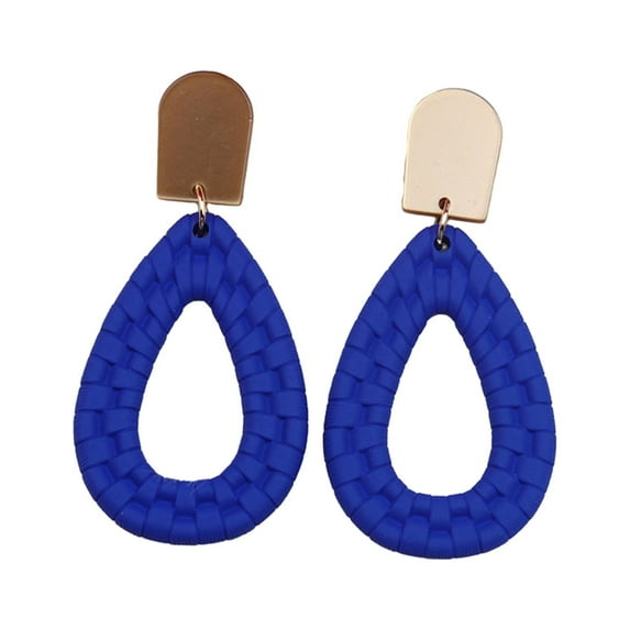 Mightlink 1 Pair Hollow Braided Waterdrop Shape Dangle Earrings Handmade Stud Drop Earrings Exaggerated Summer Beach Statement Hoop Earrings