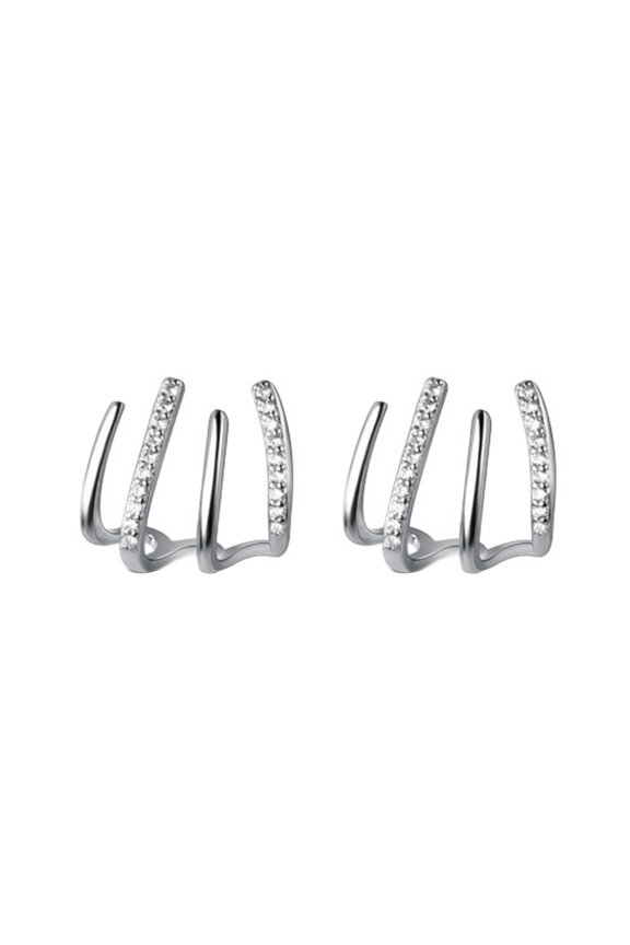 1 Pair Huggie Earrings Contrast Color Claw Shape Hollow Anti-allergy Electroplated Lightweight Stainless Ear Decoration Jewelry Commute Stud Earrings