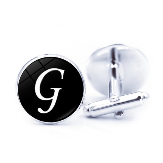 Mightlink 1 Pair Men Cufflinks Letter Pattern Electroplating Smooth Surface Exquisite Craftsmanship Fashion Item Decorate Alloy Men Fashion A-Z Single Alphabet Cufflinks Custom Accessory