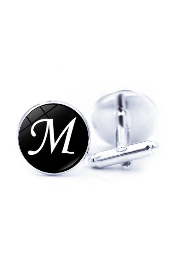 1 Pair Men Cufflinks Letter Pattern Electroplating Smooth Surface Exquisite Craftsmanship Fashion Item Decorate Alloy Men Fashion A-Z Single Alphabet Cufflinks Custom Accessory
