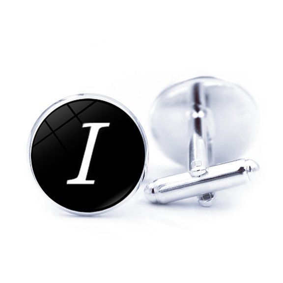 Mightlink 1 Pair Men Cufflinks Letter Pattern Electroplating Smooth Surface Exquisite Craftsmanship Fashion Item Decorate Alloy Men Fashion A-Z Single Alphabet Cufflinks Custom Accessory