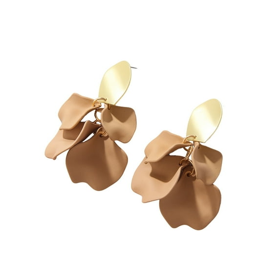 Mightlink 1 Pair Retro Rose Petal Drop Earrings Long Style Exaggerated Dangle Earrings Bright Color Earrings Jewelry Accessories