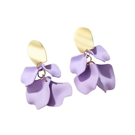 Mightlink 1 Pair Retro Rose Petal Drop Earrings Long Style Exaggerated Dangle Earrings Bright Color Earrings Jewelry Accessories