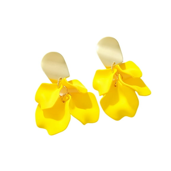 Mightlink 1 Pair Retro Rose Petal Drop Earrings Long Style Exaggerated Dangle Earrings Bright Color Earrings Jewelry Accessories