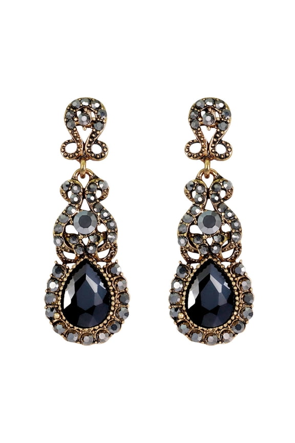 1 Pair Retro Shining Inlaid Drop Earrings Sparkling Chandelier Wedding Bridal Long Dangle Earrings Jewelry Gift