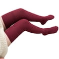 thumbnail image 1 of Mightlink 1 Pair Solid Color Jacquard High Elasticity Thickened Thigh Stockings Autumn Winter Women Over Knee Socks, 1 of 7