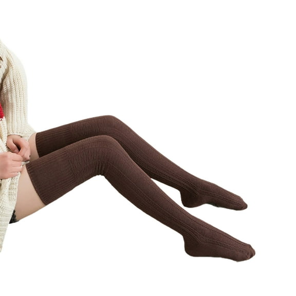 Mightlink 1 Pair Solid Color Jacquard High Elasticity Thickened Thigh Stockings Autumn Winter Women Over Knee Socks