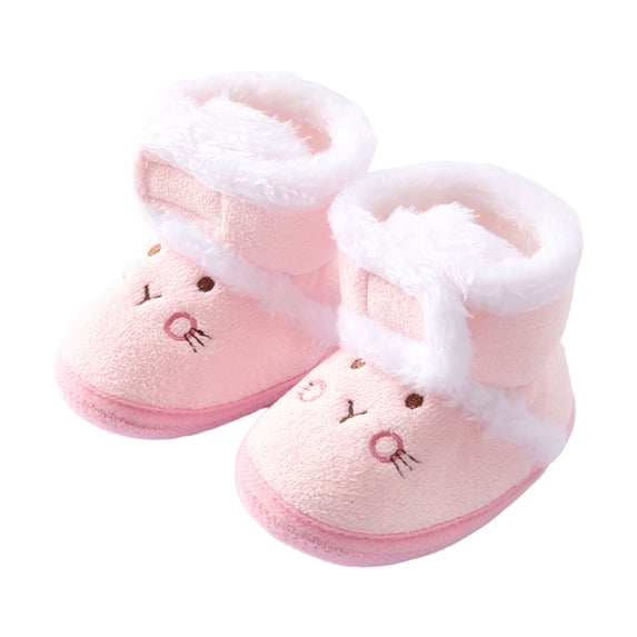Mightlink 1 Pair Toddler Boots Adorable Pattern Non-Slip Breathable Vibrant Color Easy-wearing Keep Warm Coral Fleece Soft Sole Baby Girls Shoes Winter Boots for Outdoor