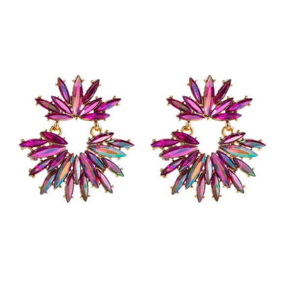 Mightlink 1 Pair Women Dangle Earrings Ring Shape Bohemian Style Stainless Alloy Ear Decoration Jewelry Party Prom Bride Hanging Earrings