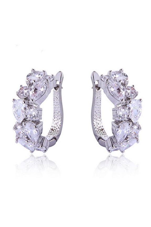 1 Pair Women Earrings Elegant Ear Decoration European And American Style Colorful Rhinestone Clip Earrings for Everyday Wear