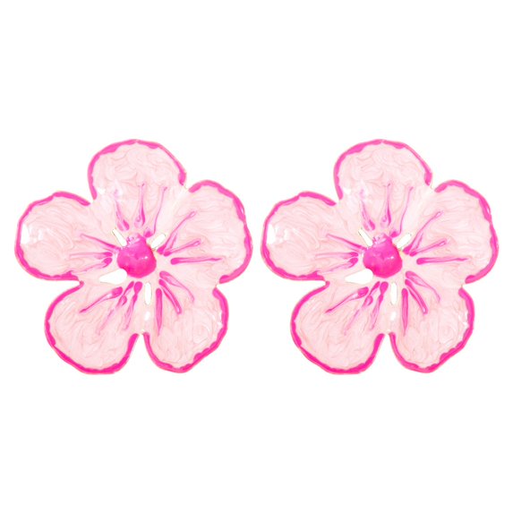 Mightlink 1 Pair Women Flower Earrings 3D Vivid Flower Oil Drop Smooth Color Matching Large Petal Anti-allergy Lightweight Ear Decorative Jewelry Women Party Prom Ear Studs