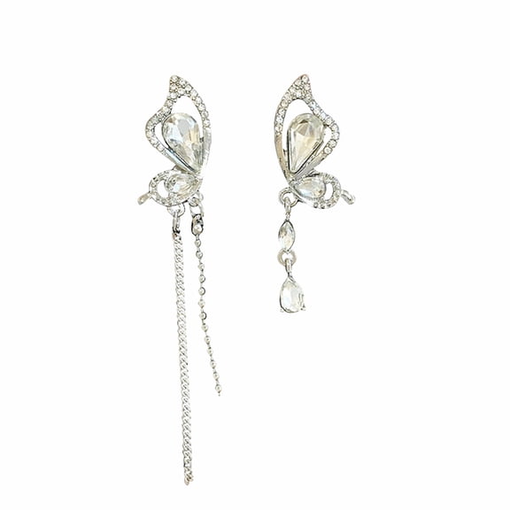 Mightlink 1 Pair Women Hanging Earrings Flower Tassel Butterfly Decor Cubic Zirconia Electroplated Ear Decoration Jewelry Lady Prom Huggie Earring Party Dangle Earrings